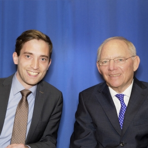 Landtagskandidat Lukas Kilian und Bundesminister Dr. Schäuble in Glinde.
